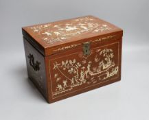 A Chinese bone inlaid box, 27cm wide