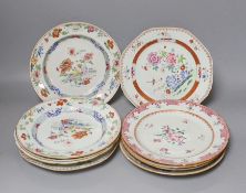 Ten various Chinese Export porcelain plates, 18th century and later