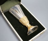 A cased modern Aurum limited edition parcel gilt silver Chichester Cathedral commemorative goblet,