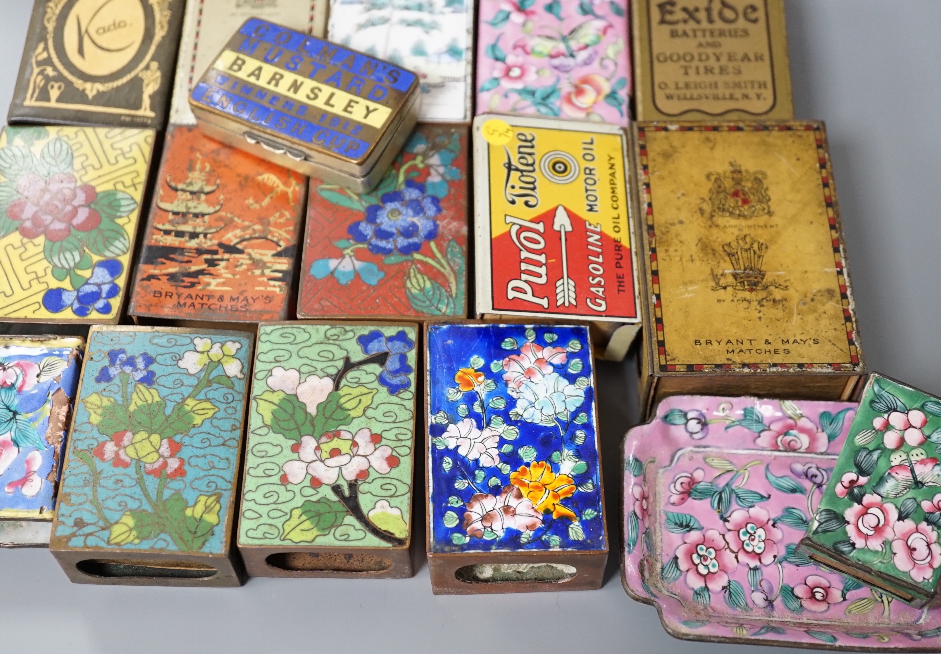 A collection of advertising and other enamelled metal match box holders - Image 4 of 8