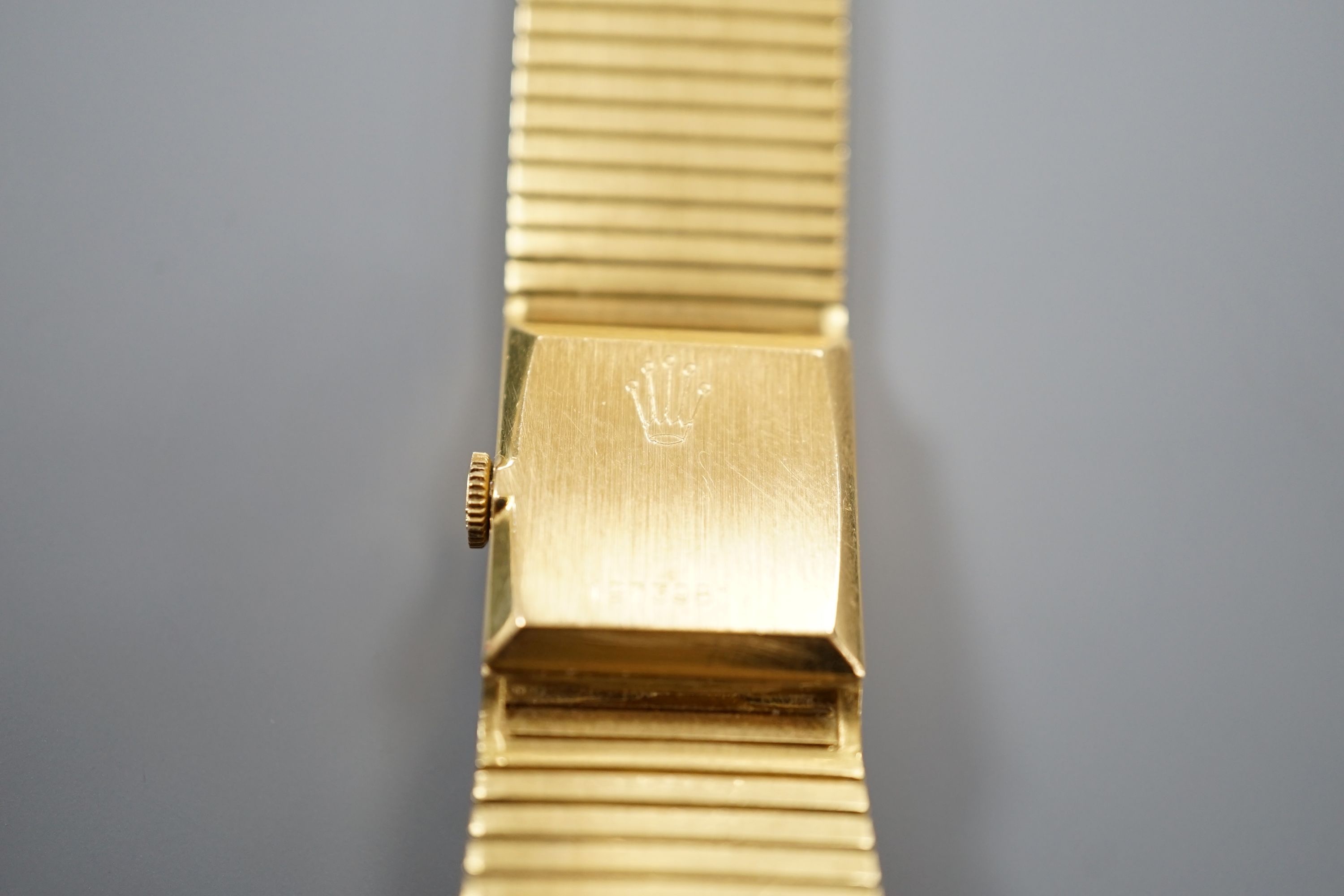 A lady's 1960's textured 18ct gold Rolex Precision manual wind bracelet watch, case diameter 17mm, - Image 5 of 5