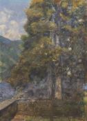 Charles James Fox (1860-1932), oil on canvas, River landscape with woman beneath a shady tree,