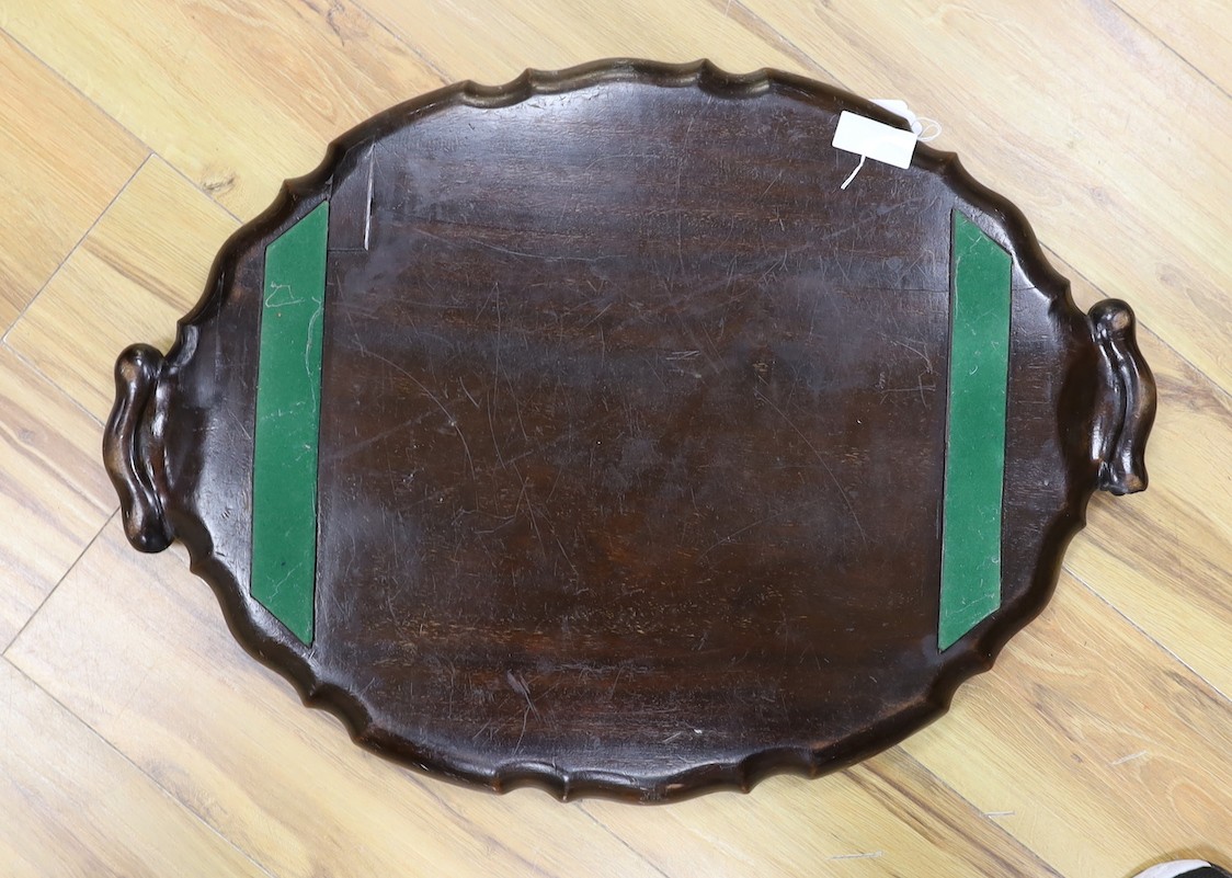 A 19th century carved oval mahogany tray, 67cm - Image 2 of 2