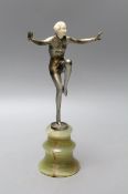 Josef Lorenzl (1892-1950) - Cold painted bronze and ivory figure of a female dancer, raised on an