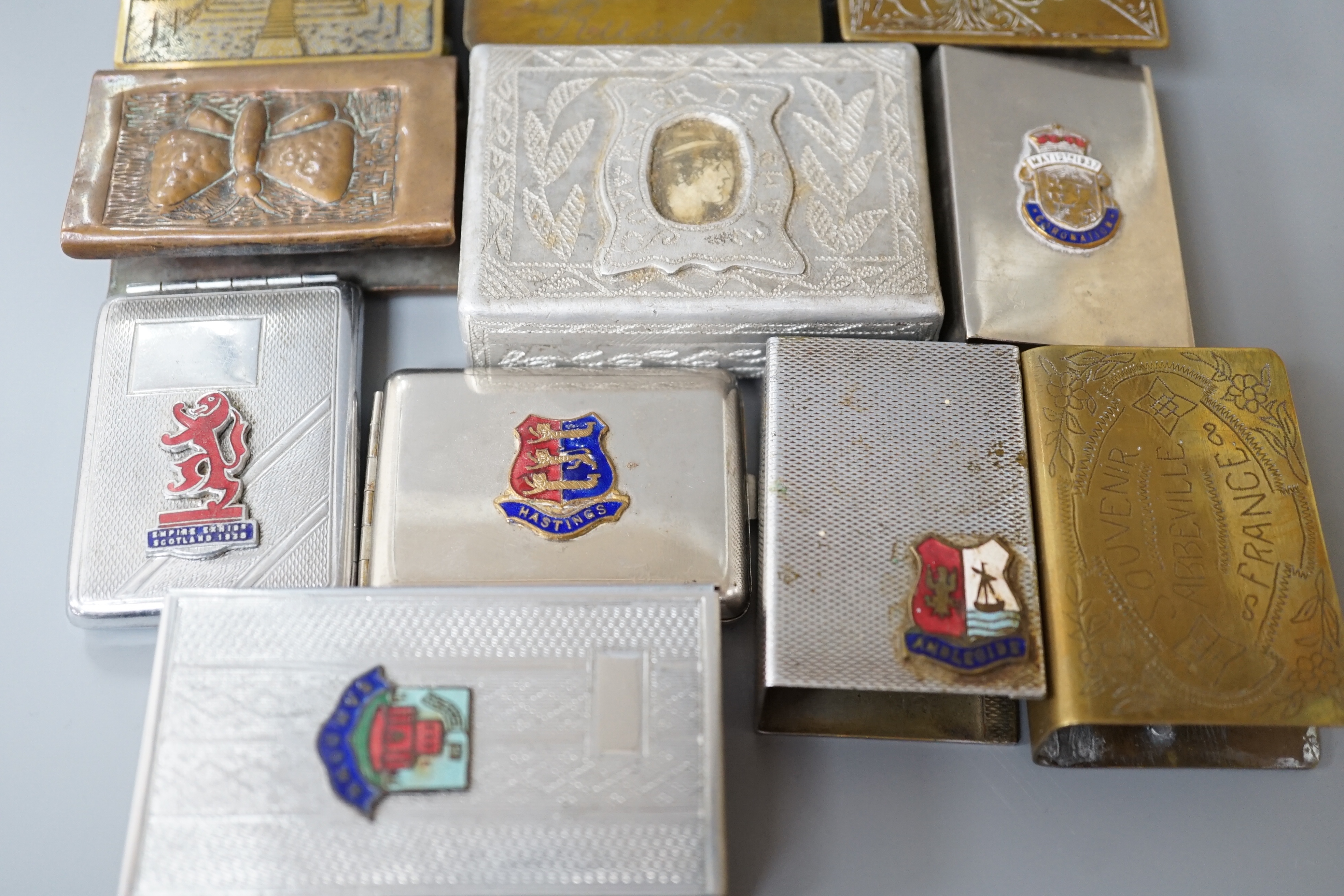 A collection of trench art and military vestas and matchbox holders - Image 4 of 8