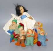 A Chad Valley Snow White and the Seven Dwarves,Snow White 37 cms high.