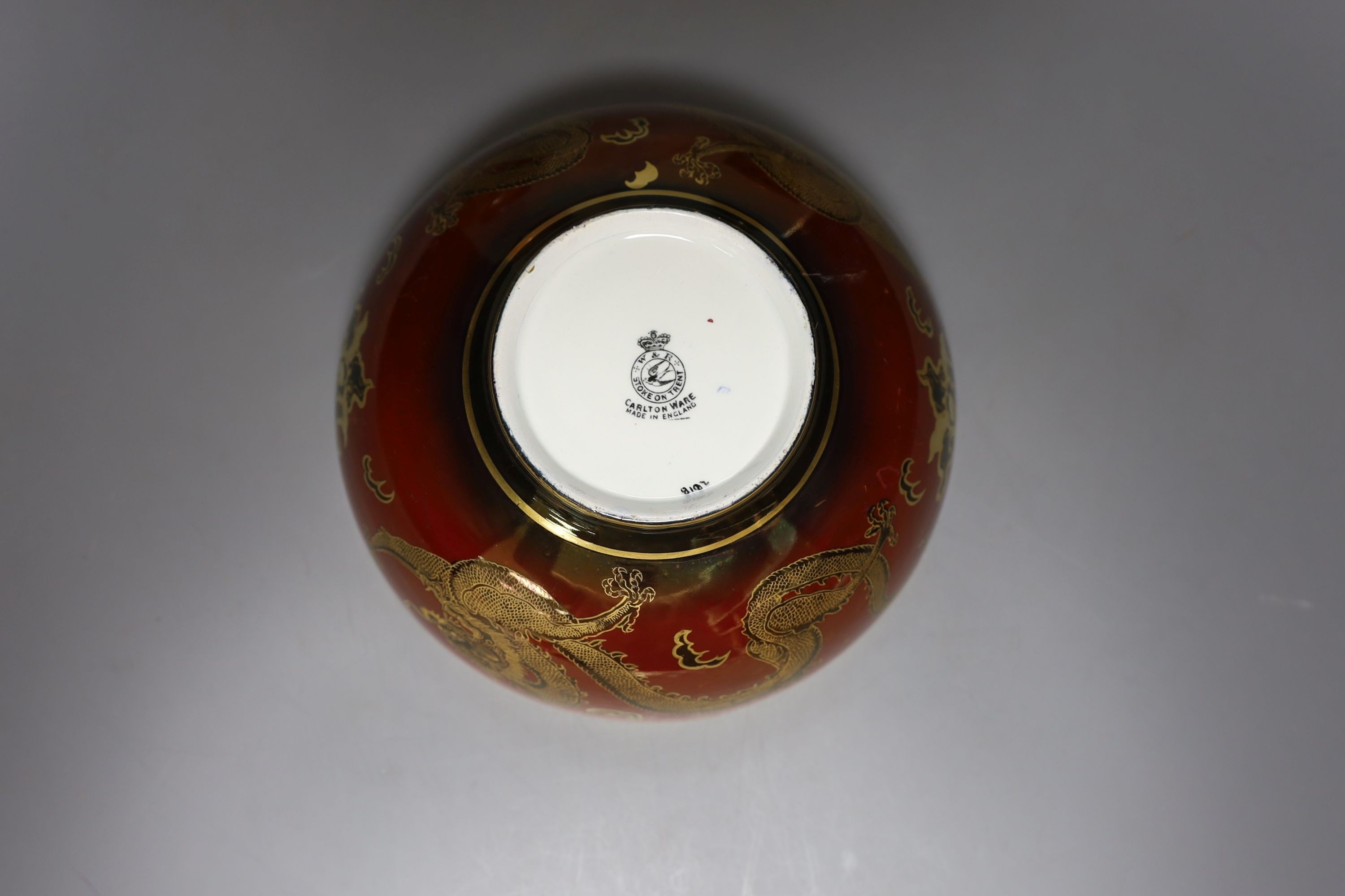 Carlton ware chinoiserie lustre red ground dragon bowl, Rouge Royale vase and similar jar and - Image 4 of 13