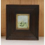 An early 19th century reeded hardwood picture frame, aperture 9 x 7cm, overall 23 x 21.5cm