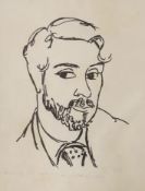 Edward Wolfe (1897-1982), lithograph, Portrait of a gentleman, signed in pencil with presentation