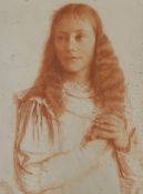 R.H. Miller, sanguine chalk, Portrait of a girl, signed, 52 x 39cm