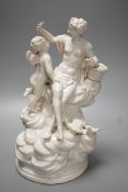 A 19th century Naples style maiolica group of Venus and Cupid - 26.5cm high