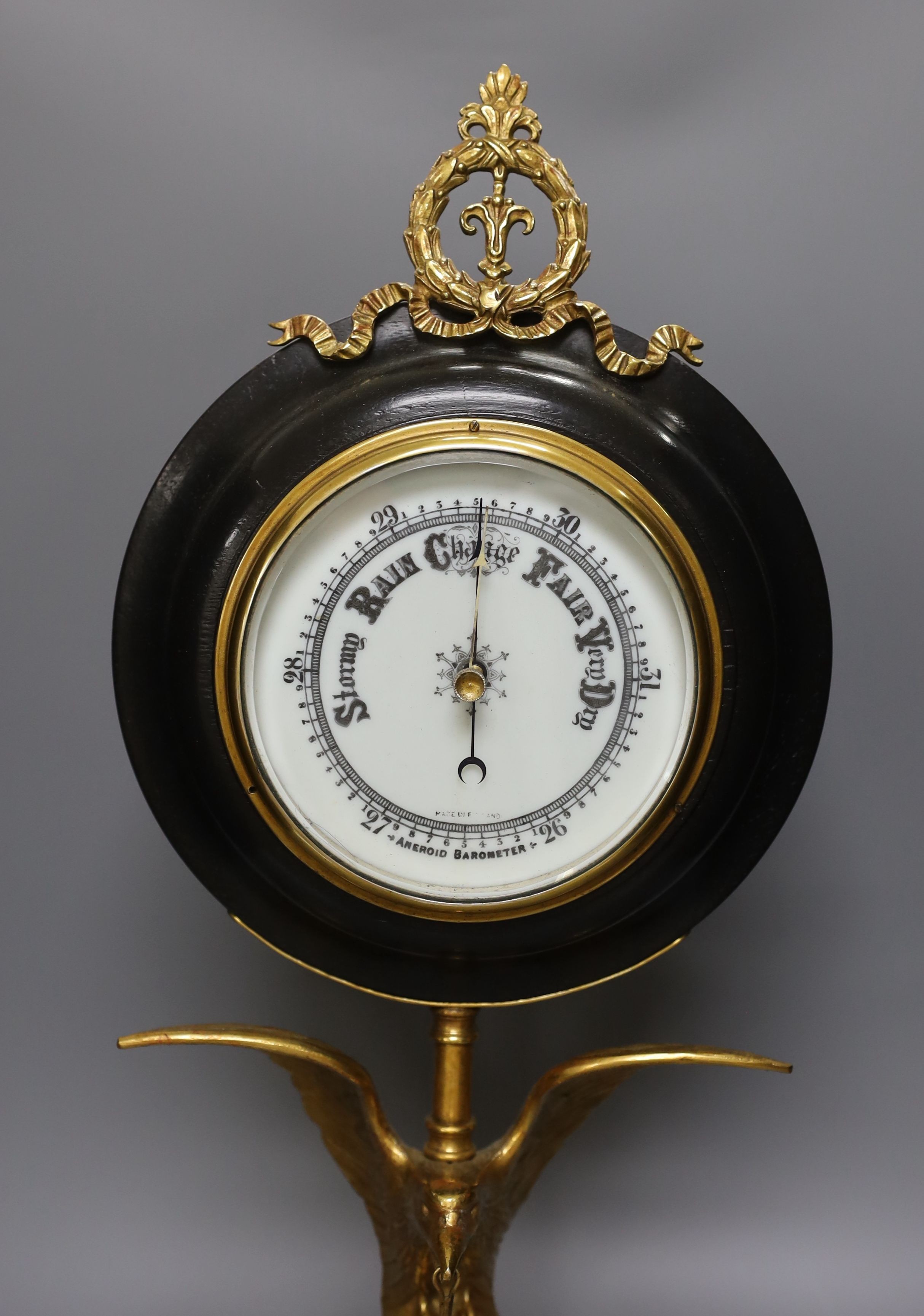 A large desk barometer on a gilt metal eagle mount - 58.5cm tall - Image 2 of 4