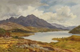 Arthur Perigal R.S.A., oil on canvas, 'Loch Assynt at Torrance', artist’s label verso, 52 x 80cm.