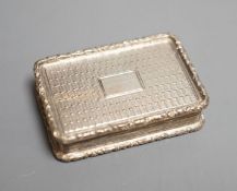 A George IV engine turned silver rectangular vinaigrette, William Simpson, Birmingham, 1827, 38mm.