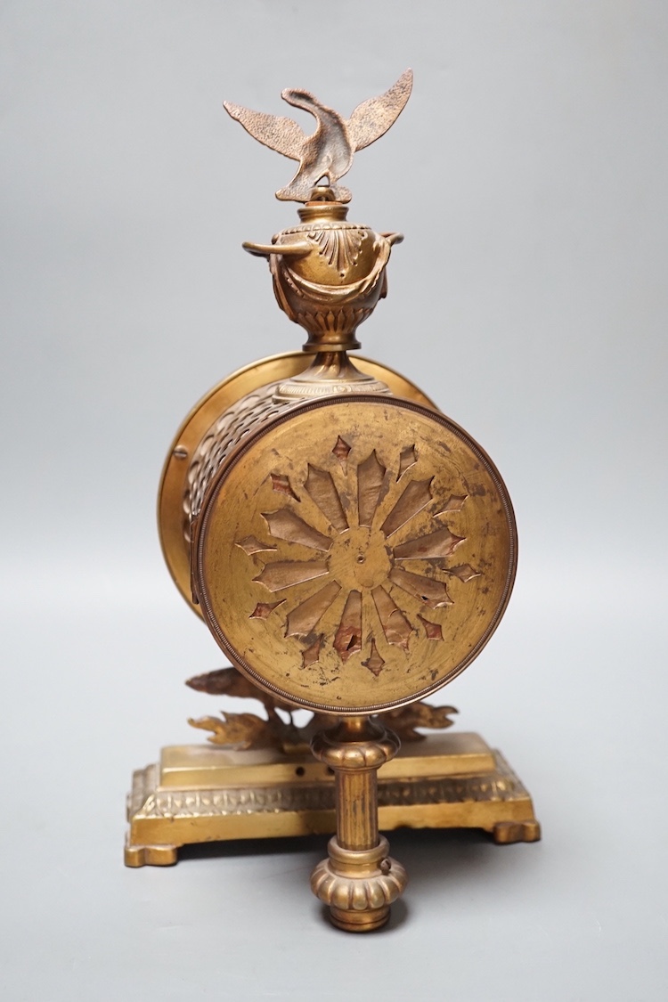 An early 20th century Empire style brass clock 32cm - Image 5 of 6