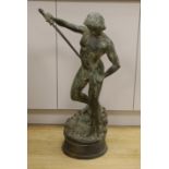 A large Italian bronze figure of David and the head of Goliath - 83cm tall