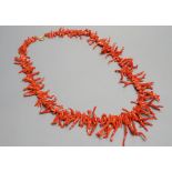 A modern jagged coral necklace, 72cm.