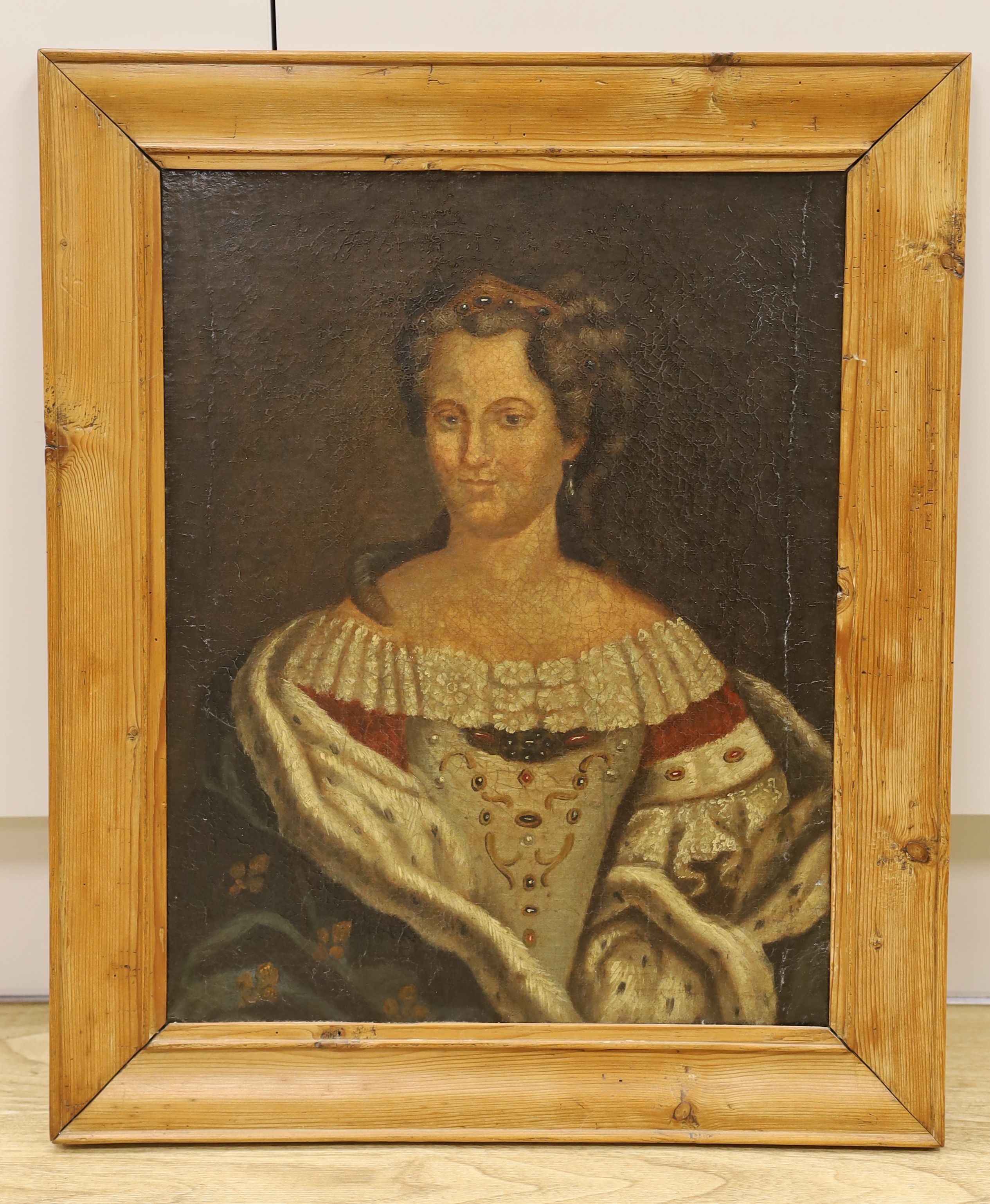 Late 18th century English School, oil on canvas, Portrait of a noblewoman, 49 x 38cm - Image 2 of 3