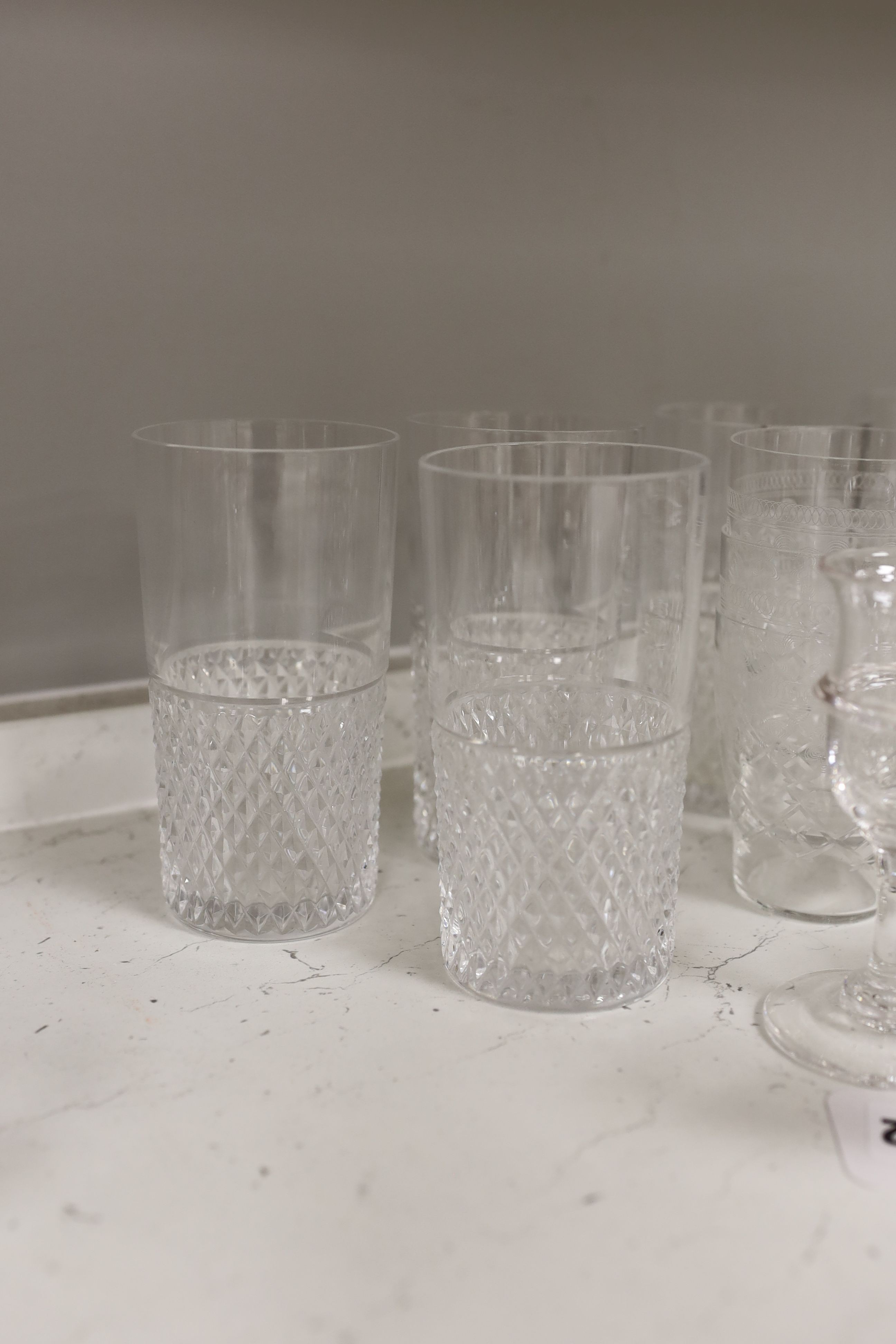 A set of six Val St. Lambert glass tumblers together with other drinking glassware (qty) - Image 6 of 7