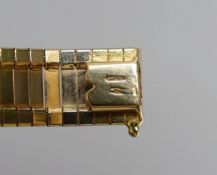 A modern Italian three colour 18ct gold bracelet, 19cm,29.3 grams.