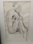 John Skelton (1923-2009), wash drawing, seated nude, signed and dated 1978, 37 cm X 21.5 cm