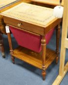 A 19th century French inlaid walnut work table, width 55cm, depth 37cm, height 71cm