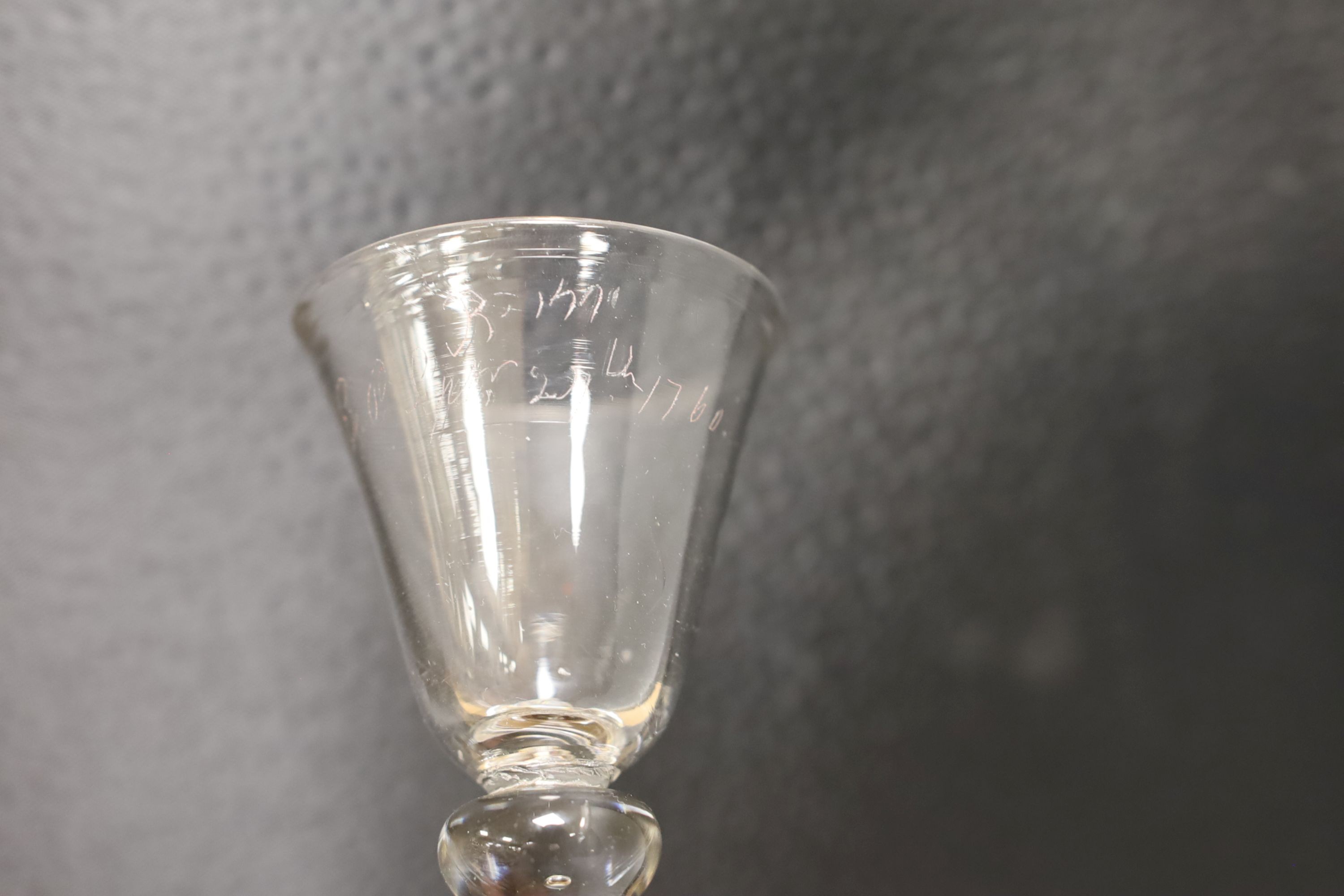 A Georgian Diamond point glass, folded foot - 15.5cm tall - Image 3 of 3