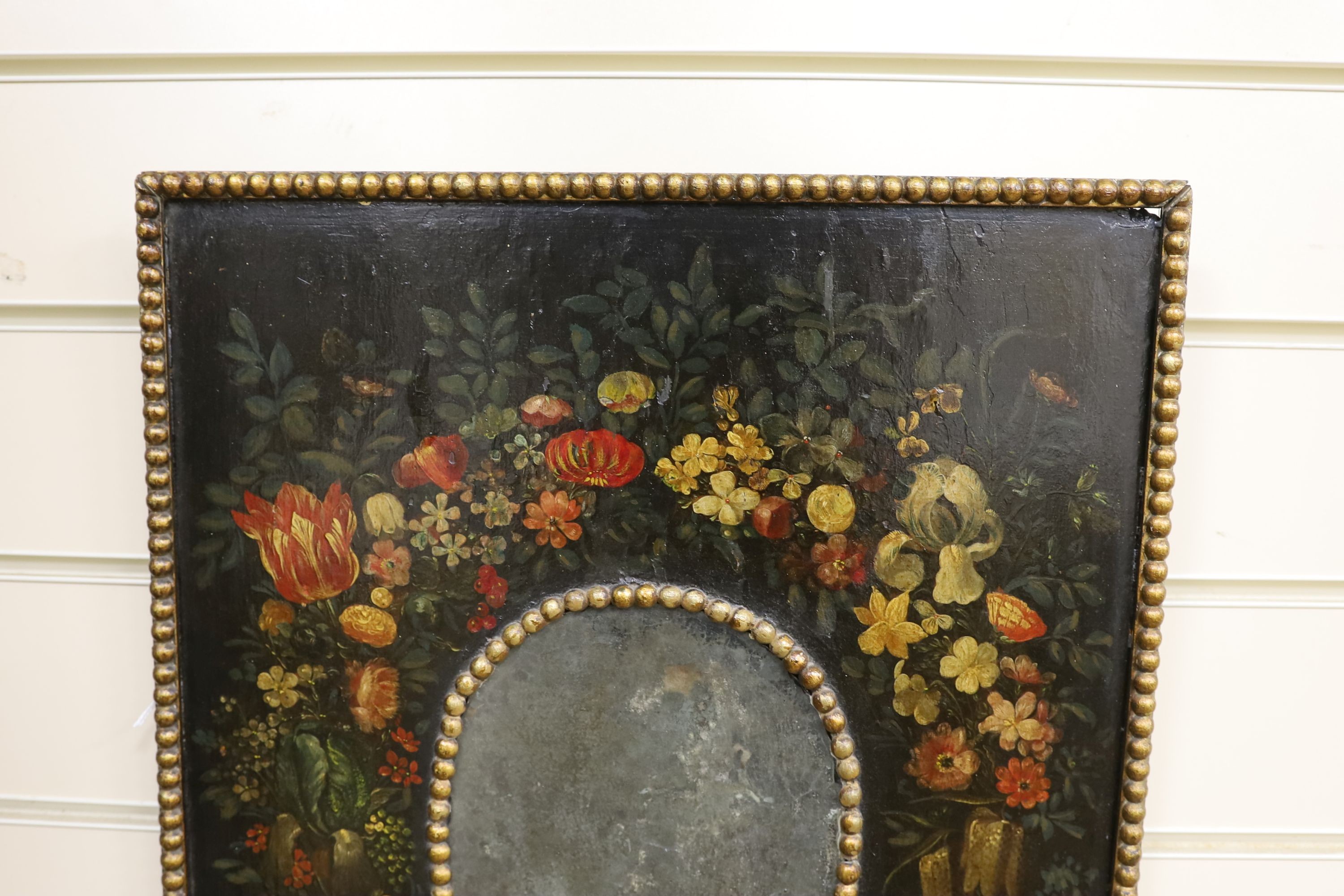 A small 18th century rectangular Dutch painted wall mirror - Image 2 of 4