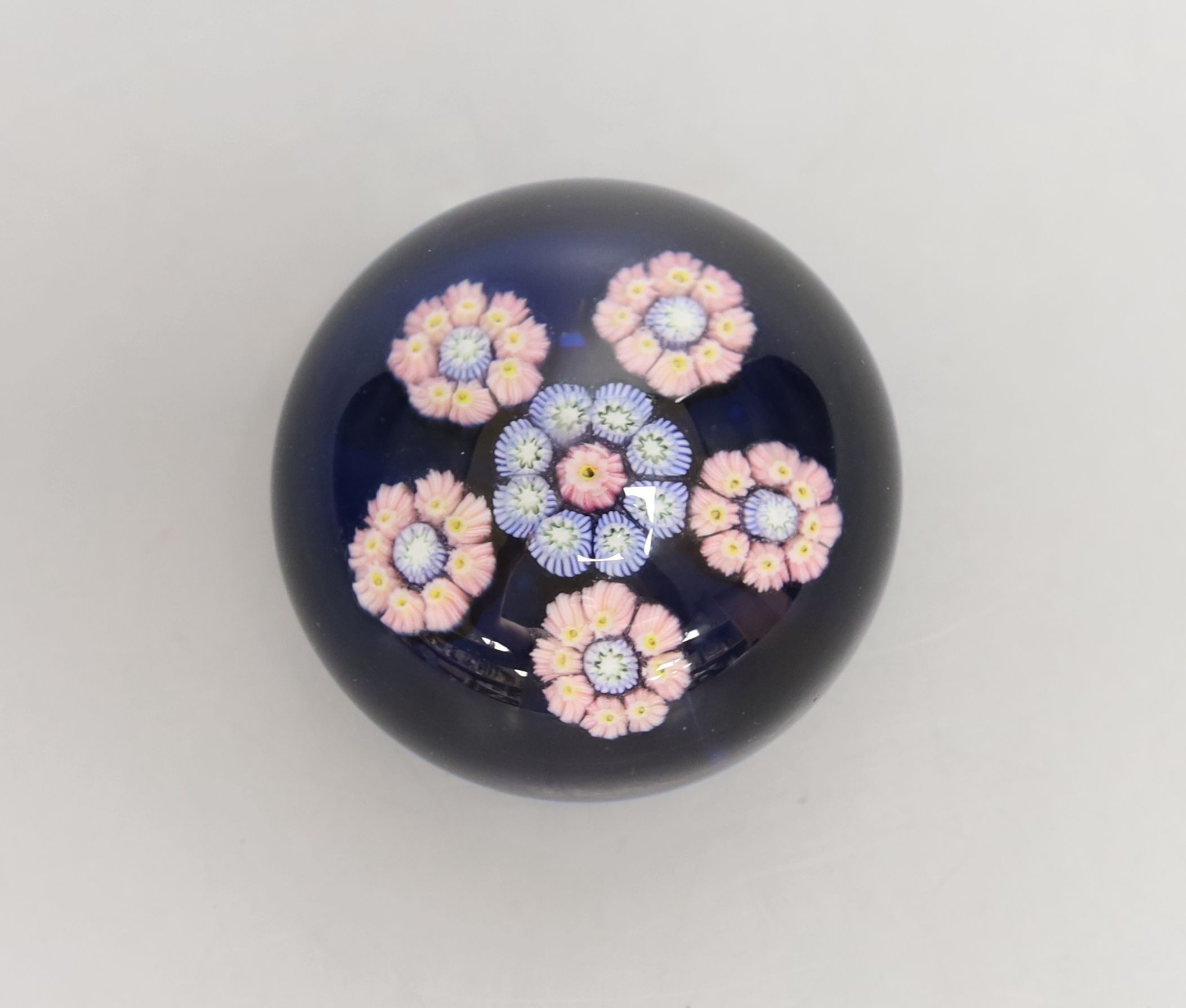 A small Perthshire blue ground millefiori glass paperweight - 6cm diameter - Image 2 of 3