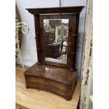 A 19th century Continental mahogany toilet mirror, with concave two drawer base, width 48cm, depth