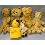 5 Cotton Plush Bears & a Sooty.