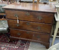 A George III mahogany three drawer chest, width 98cm, depth 51cm, height 88cm
