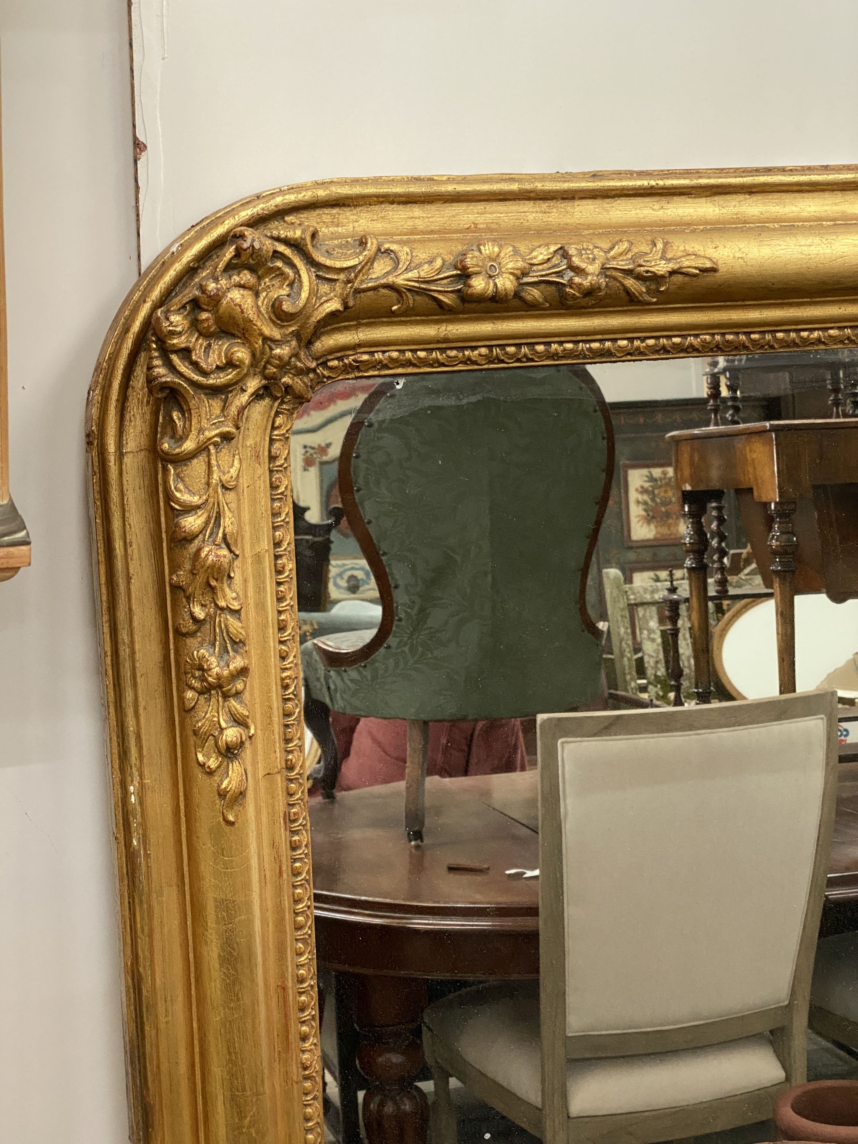 A 19th century French giltwood and gesso overmantel mirror, width 122cm, height 156cm - Image 2 of 4