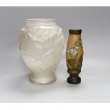 A Galle style, 20cm high, vase and another