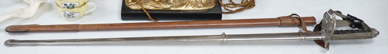 An Edward VII officer’s dress sword with leather case - 102cm long