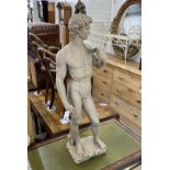 A cast plaster figure of David, height 83cm
