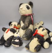 Large Merrythought Panda 1930's, Some Hairloss With Small Merrythought, One eye missing and 3