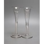 Two opaque twist flutes - tallest 19.5cm