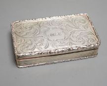 An early Victorian silver rectangular snuff box, with interior presentation inscription, Francis