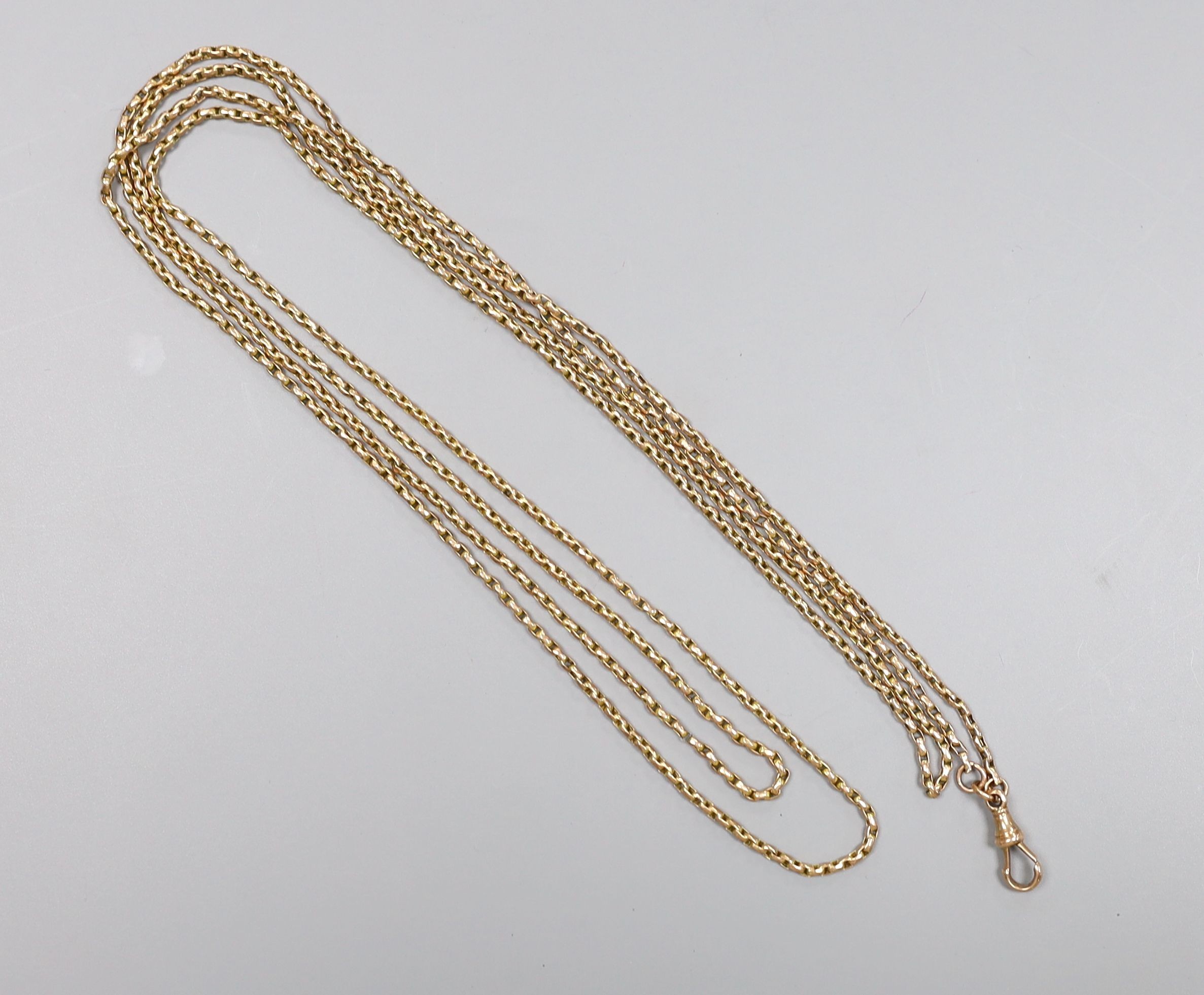 An Edwardian 9ct guard chain, 160cm, 23.3 grams. - Image 2 of 2