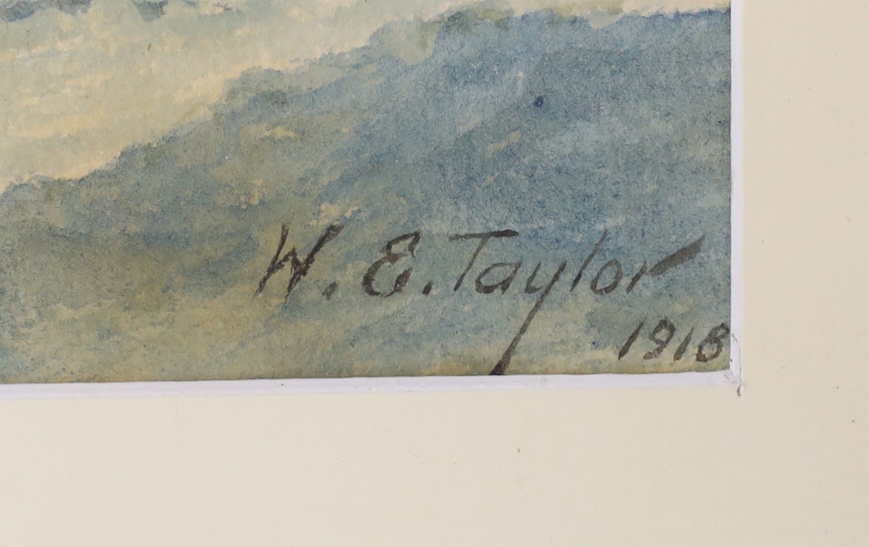 W. E. Taylor, watercolour, Shipping off the coast, signed and dated 1918, 24 x 37cm - Image 3 of 3