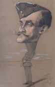 Marcel Pic, coloured chalks, Caricature of an officer, signed and dated 1901, 50 x 32cm