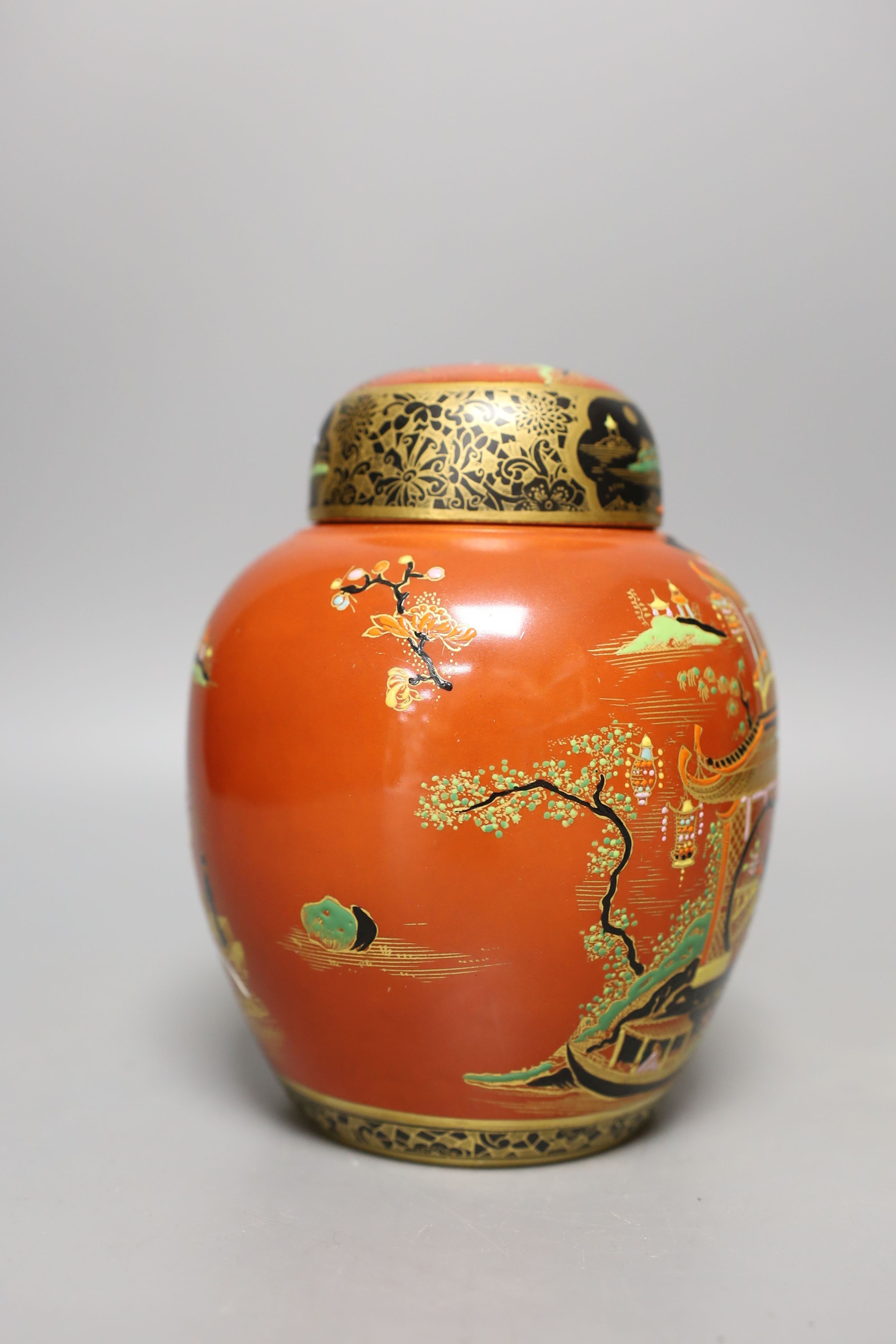 Carlton ware chinoiserie lustre red ground dragon bowl, Rouge Royale vase and similar jar and - Image 6 of 13