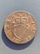 Ireland coins, a George III Halfpenny, 1769, Type II laureate bust with taller head, rev. crowned