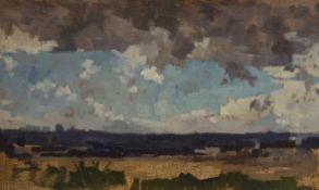 Michael Lawrence Cadman (1920-2010), oil on board, Open landscape, 34 x 39cm