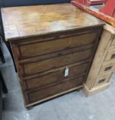 A 19th century painted pine hinged top commode, width 61cm, depth 50cm, height 77cm