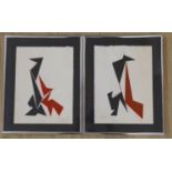 Attributed to Béla Koncz (1925-2002), pair of ink and watercolour studies, Abstract