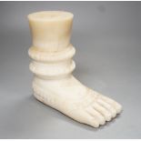 An Indian white marble foot of a deity - 18cm high