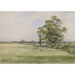 Curtis Duassut (fl. 1889-1930), watercolour, Open landscape, signed and dated 1891, 24 x 34cm