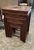 A quartetto of rectangular Chinese hardwood tea tables, width 49cm, depth 34cm, height 70cm